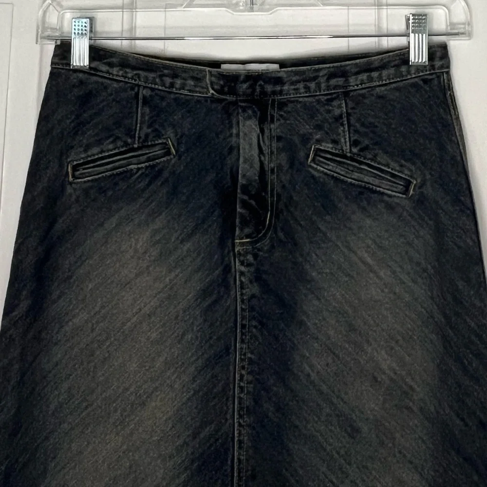 Jill Stuart Denim Jean Skirt Pencil Cowgirl Rodeo Western Distressed Size 8 Y2K